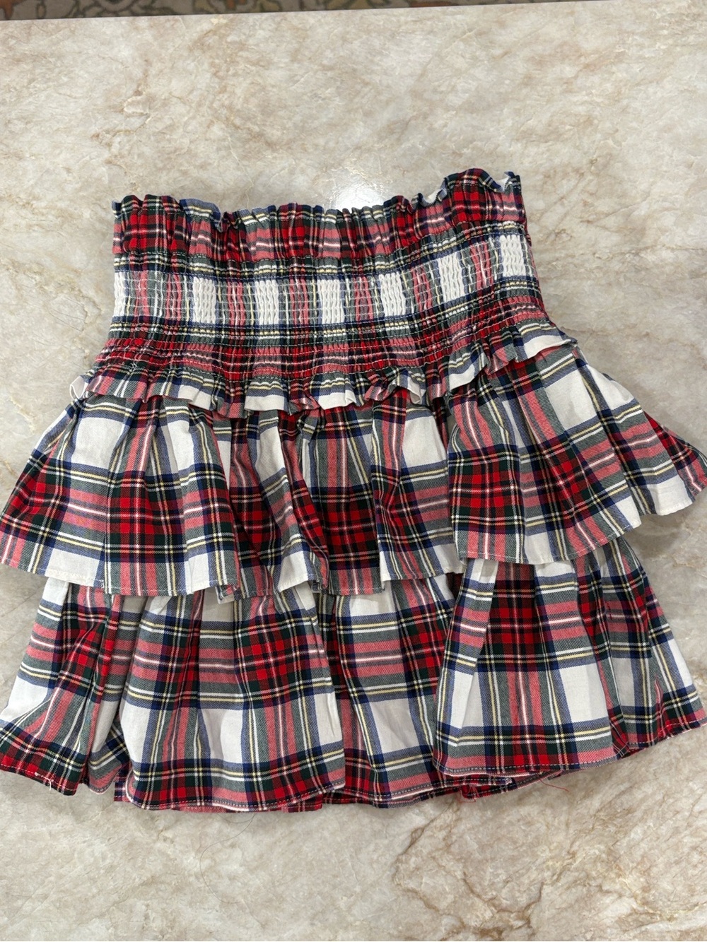 Janie and Jack Red White Plaid Tiered Smocked Skirt